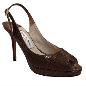 Jimmy Choo Elazer slingback peep toe sandals heels shoes